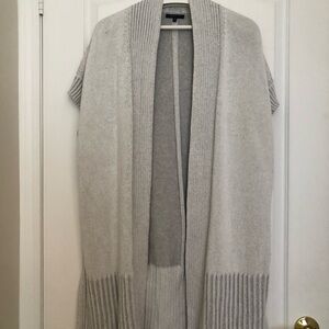 Lafayette 148 New York Light Gray Open Front Cardigan